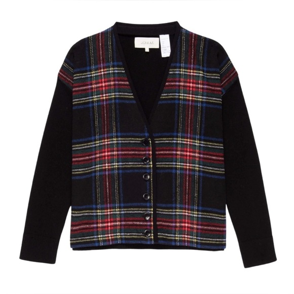 THE GREAT. Plaid Cardigan in Black and Red - Picture 2 of 11